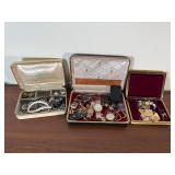 Lot of 3 Jewelry Boxes W/ Costume Jewelry