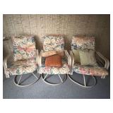 3 Metal Patio Swivel Rocking Chairs