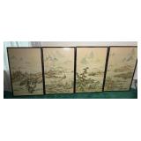 4 Oriental Landscape Prints Framed & Matted