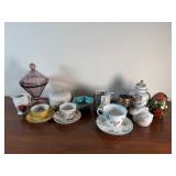 Lot of Glass and Porcelain Trinkets & Decor