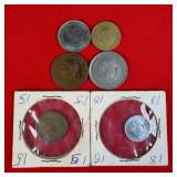 Lot of 8 Spanish Coins