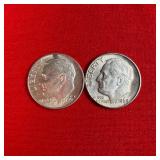 2 - 1964 90% Silver Roosevelt Dimes