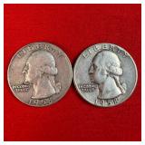 2 - 1958 90% Silver Washington Quarters