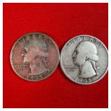 2 - 1935 90% Silver Washington Quarters