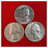 3 - 1964 90% Silver Washington Quarters