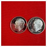 2 - 2002 90% Silver Proof Roosevelt Dimes
