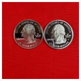 2- 2002 90% Silver Proof State Washington Quarters
