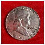 1957 90% Silver Franklin Half Dollars