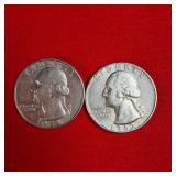 2 - 1962 90% Silver Washington Quarters