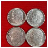 4 - 1962 90% Silver Roosevelt Dimes