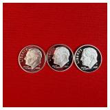 3 - 90% Silver Proof 2008, 2009, 2010 Dimes
