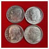 4 - 1962 90% Silver Roosevelt Dimes
