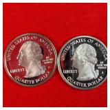 2- 2000 90% Silver Proof Washington State Quarters