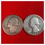 2 - 1941 90% Silver Washington Quarters