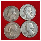 4 - 1954 90% Silver Washington Quarters