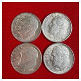4 - 1960 90% Silver Roosevelt Dimes
