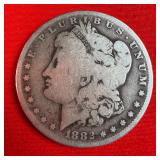 1882 Morgan 90% Silver Dollar Coin