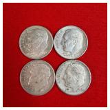 4 - 1960 90% Silver Roosevelt Dimes