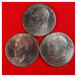 3 - 1976 Bicentennial Ike $1 Dollar Coins
