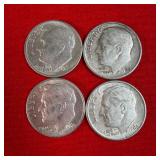 4 - 1960 90% Silver Roosevelt Dimes
