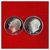2 - 2004 & 2005 90% Silver Proof Dimes