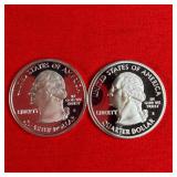 2- 2002 Washington 90% Silver Proof State Quarters