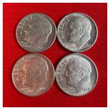 4 - 1962 90% Silver Roosevelt Dimes