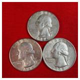3 - 1964 90% Silver Washington Quarters