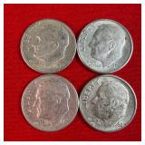 4 - 1960 90% Silver Roosevelt Dimes