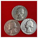 3 - 1955 90% Silver Washington Quarter