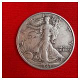 1943 Walking Liberty 90% Silver Half Dollar