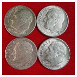 4 - 1950 90% Silver Roosevelt Dimes