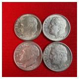 4 - 1962 90% Silver Roosevelt Dimes