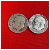 2 - 1952 90% Silver Roosevelt Dimes
