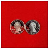 2- 2000 90% Silver Proof Washington State Quarters