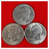 3 - 1974 Eisenhower 'Ike' $1 Dollar Coins