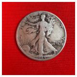 1943 Walking Liberty 90% Silver Half Dollar