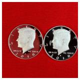 2 - 2018 90% Silver Proof Kennedy Half Dollars