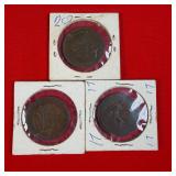 3 British Large One Pennies