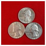 3 - 1964 90% Silver Washington Quarter
