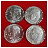 4 - 1964 90% Silver Roosevelt Dimes