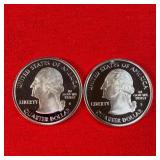 2- 2002 Washington 90% Silver Proof State Quarters