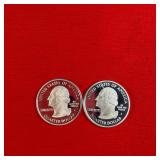 2- 2007 Washington 90% Silver Proof State Quarters