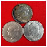 3 - 1971 Eisenhower 'Ike' $1 Dollar Coins