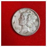 1945 90% Silver Mercury Dime