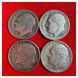 4 - 1953 90% Silver Roosevelt Dimes