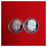 2 - 2011 90% Silver Proof Dimes