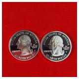 2- 2002 Washington 90% Silver Proof State Quarters