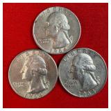 3 - 1964 90% Silver Washington Quarter