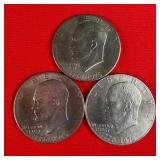 3 - 1976 Bicentennial Ike $1 Dollar Coins